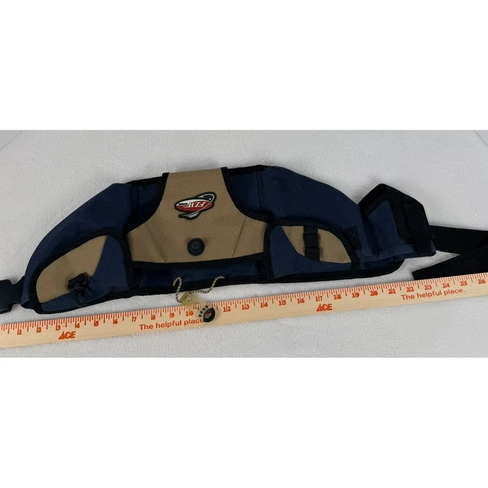 FLW Outdoors Gear Fly Fishing Tackle Fanny Pack Waist Bag  Blue Tan Fish
